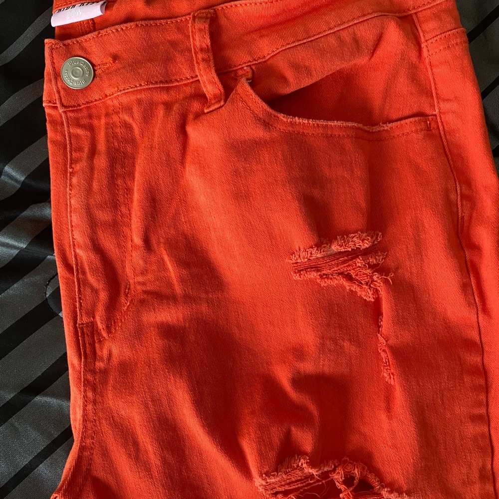 Orange HighWasted Cropped Ripped Plus Size Jean🧡